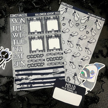 Load image into Gallery viewer, Halloween 2024 Advent Black and White Day 1 Sticker Sheets