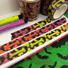 Load image into Gallery viewer, Halloween Bone Sparkle Washi Tape 15mm