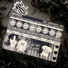 Load image into Gallery viewer, Halloween 2024 Advent Black and White Day 12 Sticker Sheets