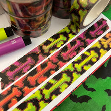 Load image into Gallery viewer, Halloween Bone Sparkle Washi Tape 15mm