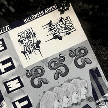 Load image into Gallery viewer, Halloween 2024 Advent Black and White Day 6 Sticker Sheets