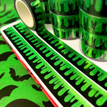 Load image into Gallery viewer, Green Drippie Foil Washi Tape