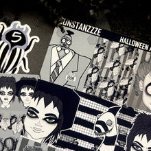 Load image into Gallery viewer, Halloween 2024 Advent Black and White Day 5 Sticker Sheets