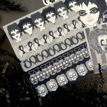 Load image into Gallery viewer, Halloween 2024 Advent Black and White Day 5 Sticker Sheets