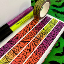 Load image into Gallery viewer, Colorful Background Spiderweb Sparkle Washi Tape 15mm