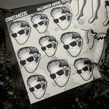 Load image into Gallery viewer, Halloween 2024 Advent Black and White Day 9 Sticker Sheets