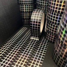 Load image into Gallery viewer, Holo Black Grid Washi Tape 15mm