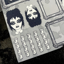 Load image into Gallery viewer, Halloween 2024 Advent Black and White Day 2 Sticker Sheets