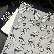 Load image into Gallery viewer, Halloween 2024 Advent Black and White Day 1 Sticker Sheets