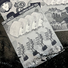 Load image into Gallery viewer, Halloween 2024 Advent Black and White Day 6 Sticker Sheets