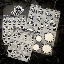 Load image into Gallery viewer, Halloween 2024 Advent Black and White Day 10 Sticker Sheets