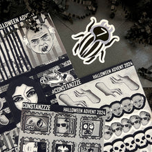 Load image into Gallery viewer, Halloween 2024 Advent Black and White Day 7 Sticker Sheets