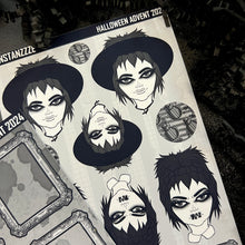 Load image into Gallery viewer, Halloween 2024 Advent Black and White Day 2 Sticker Sheets