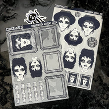 Load image into Gallery viewer, Halloween 2024 Advent Black and White Day 2 Sticker Sheets