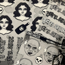 Load image into Gallery viewer, Halloween 2024 Advent Black and White Day 8 Sticker Sheets