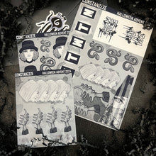 Load image into Gallery viewer, Halloween 2024 Advent Black and White Day 6 Sticker Sheets