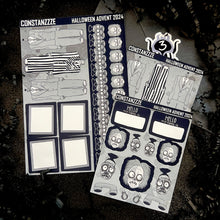 Load image into Gallery viewer, Halloween 2024 Advent Black and White Day 3 Sticker Sheets