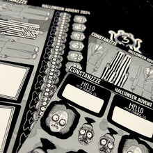 Load image into Gallery viewer, Halloween 2024 Advent Black and White Day 3 Sticker Sheets