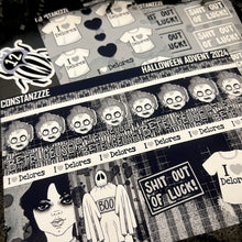 Load image into Gallery viewer, Halloween 2024 Advent Black and White Day 12 Sticker Sheets