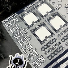 Load image into Gallery viewer, Halloween 2024 Advent Black and White Day 1 Sticker Sheets