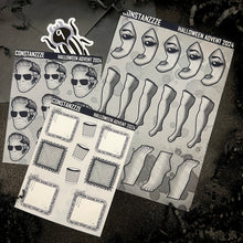 Load image into Gallery viewer, Halloween 2024 Advent Black and White Day 9 Sticker Sheets