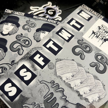 Load image into Gallery viewer, Halloween 2024 Advent Black and White Day 6 Sticker Sheets