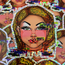 Load image into Gallery viewer, Oops Glitter Vinyl Sticker