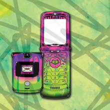 Load image into Gallery viewer, Purple Green Splatter Flip Phone