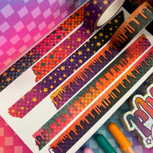 Load image into Gallery viewer, Race To Wild Drippie/Star Checker Washi Tape 15mm