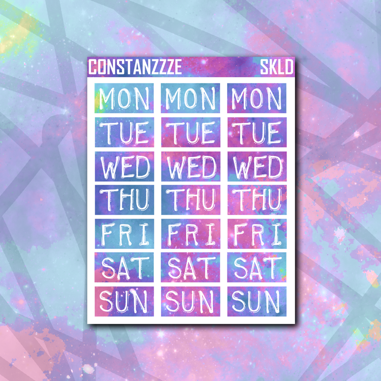 Space Kandi Galaxy Label Days of the Week Sticker Sheet – Constanzzze