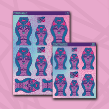 Load image into Gallery viewer, Love Zombie Racer Ponytail Llama Sticker Sheet