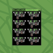 Load image into Gallery viewer, Blackout Beetle 🧃 Shrunken Head Headers Sticker Sheet