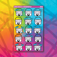 Load image into Gallery viewer, White Bucket Sticker Sheet