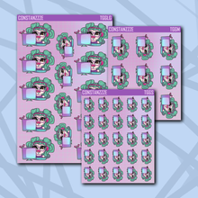 Load image into Gallery viewer, Teal Gamer Girl Chibi (LS) Sticker Sheet