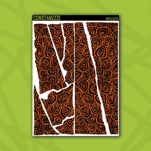 Load image into Gallery viewer, Jumbo Traditional Swirlies Over Black Rippies Sticker Sheet