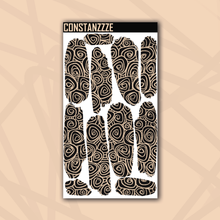 Load image into Gallery viewer, Pastel Swirlies On Black Large Swatch Sticker Sheet