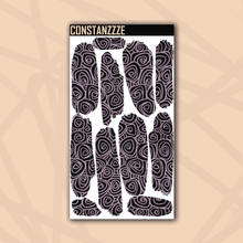 Load image into Gallery viewer, Pastel Swirlies On Black Large Swatch Sticker Sheet