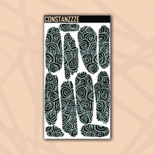 Load image into Gallery viewer, Pastel Swirlies On Black Large Swatch Sticker Sheet