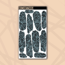 Load image into Gallery viewer, Pastel Swirlies On Black Large Swatch Sticker Sheet