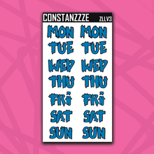 Load image into Gallery viewer, Jumbo Love Zombie Days of the Week Sticker Sheet