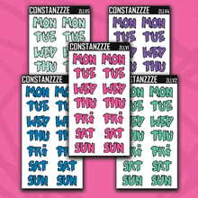 Load image into Gallery viewer, Jumbo Love Zombie Days of the Week Sticker Sheet