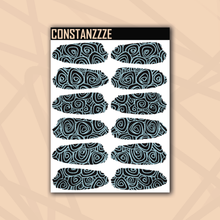 Load image into Gallery viewer, Pastel Swirlies Over Black Medium Swatch Sticker Sheet