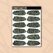 Load image into Gallery viewer, Pastel Swirlies Over Black Medium Swatch Sticker Sheet