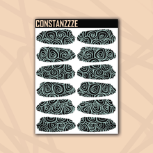 Load image into Gallery viewer, Pastel Swirlies Over Black Medium Swatch Sticker Sheet