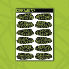 Load image into Gallery viewer, Traditional Swirlies Over Black Medium Swatch Sticker Sheet