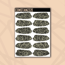 Load image into Gallery viewer, Pastel Swirlies Over Black Medium Swatch Sticker Sheet