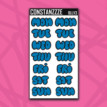 Load image into Gallery viewer, Jumbo Love Zombie Bubble Days of the Week Sticker Sheet