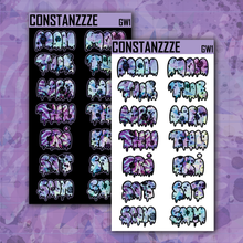 Load image into Gallery viewer, Jumbo Blue Shatter Go Wild Drippy Days of the Week Sticker Sheet