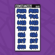 Load image into Gallery viewer, Jumbo Brights Drippy Days of the Week Sticker Sheet