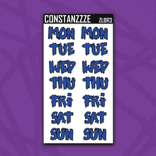 Load image into Gallery viewer, Jumbo Brights Zombie Days of the Week Sticker Sheet